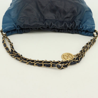 Chanel 22 Chain Handbag in Blue Lambskin with G Hardware and IC Chip