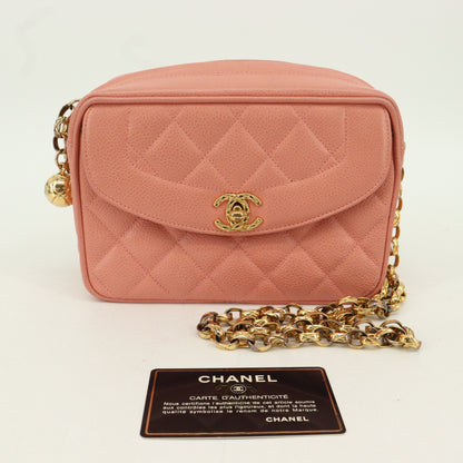 Caviar Skin Matelasse Chain Shoulder Bag G Metal Fitting Pink Series2