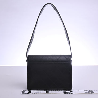 Matelasse Lamb Shoulder Bag, Black, Silver Metal Fittings, Series 5