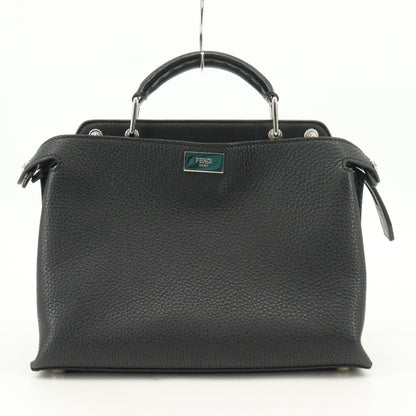 Leather Peekaboo 2WAY Handbag Black