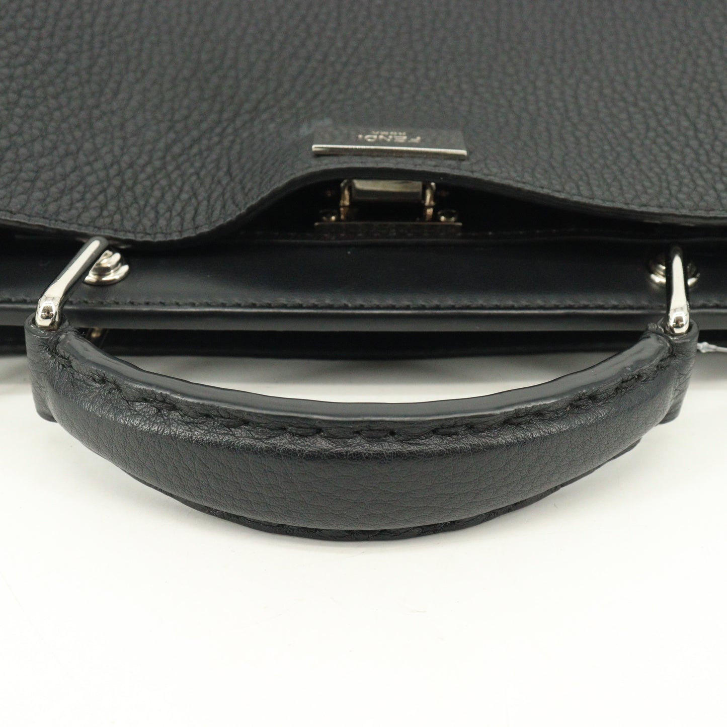 Leather Peekaboo 2WAY Handbag Black