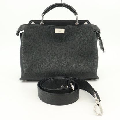 Leather Peekaboo 2WAY Handbag Black