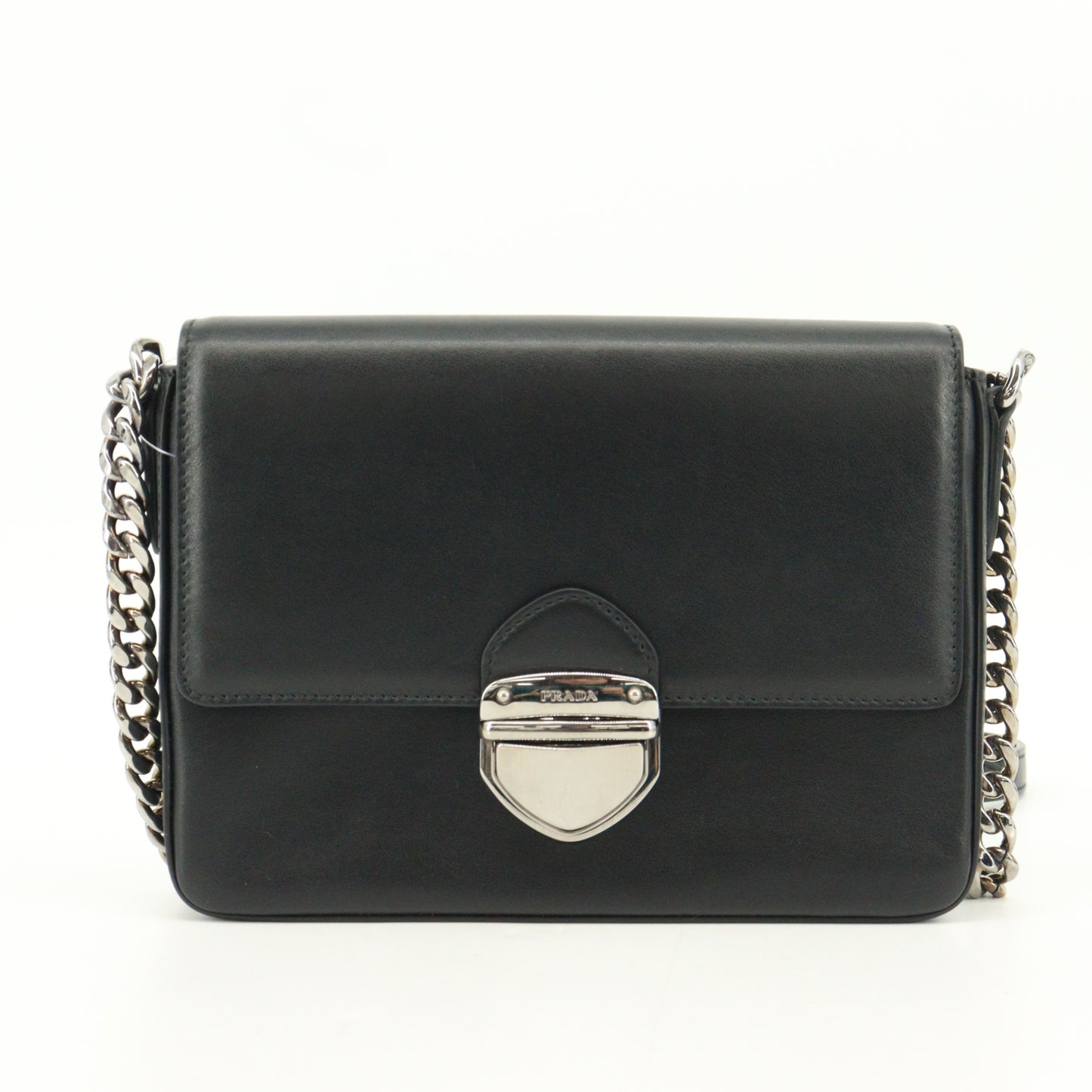 Leather Chain Shoulder Bag Black