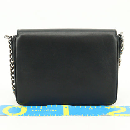 Leather Chain Shoulder Bag Black