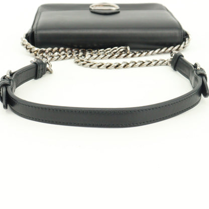 Leather Chain Shoulder Bag Black