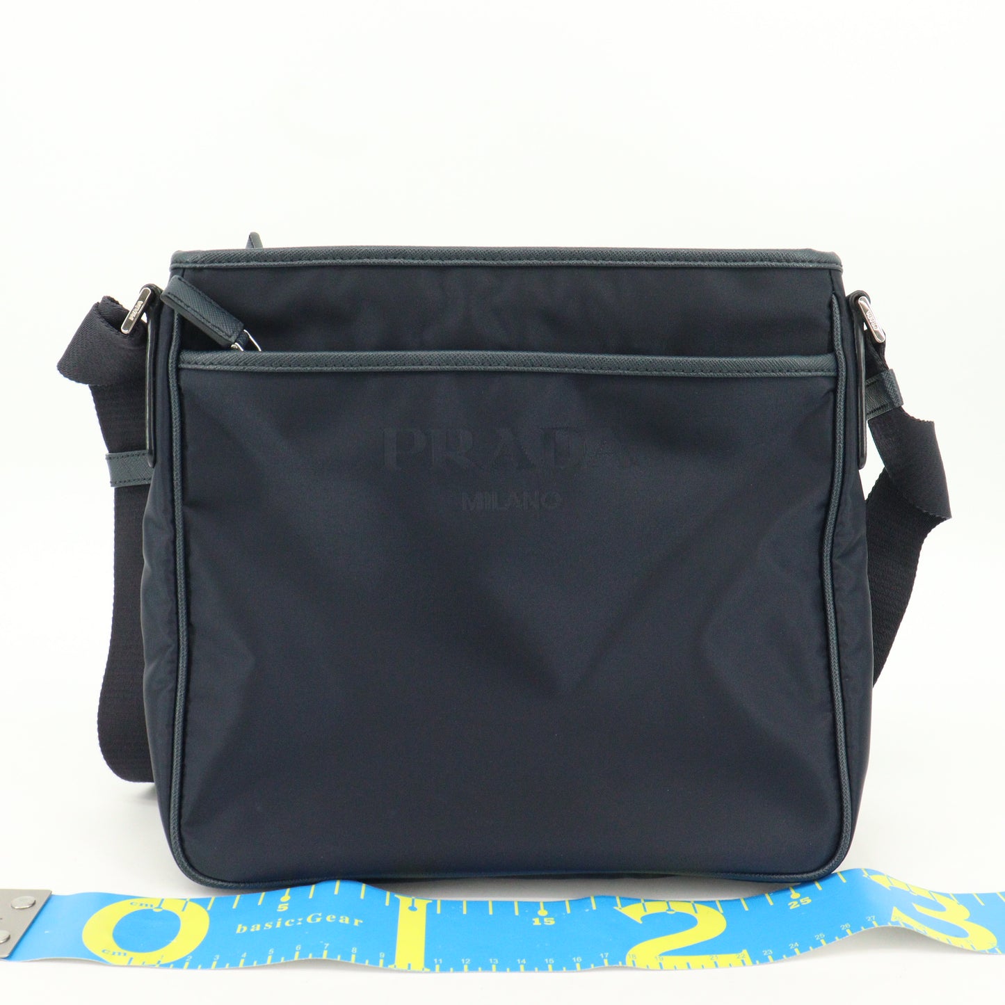 Tessuto Triangle Logo Shoulder Bag Navy