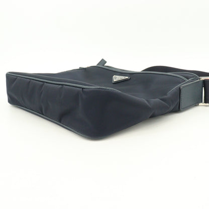 Tessuto Triangle Logo Shoulder Bag Navy