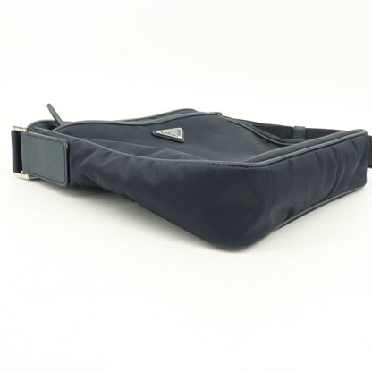 Tessuto Triangle Logo Shoulder Bag Navy