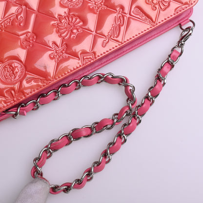 Patent Icon Chain Shoulder Bag Pink SV Metal Fittings 13 Series