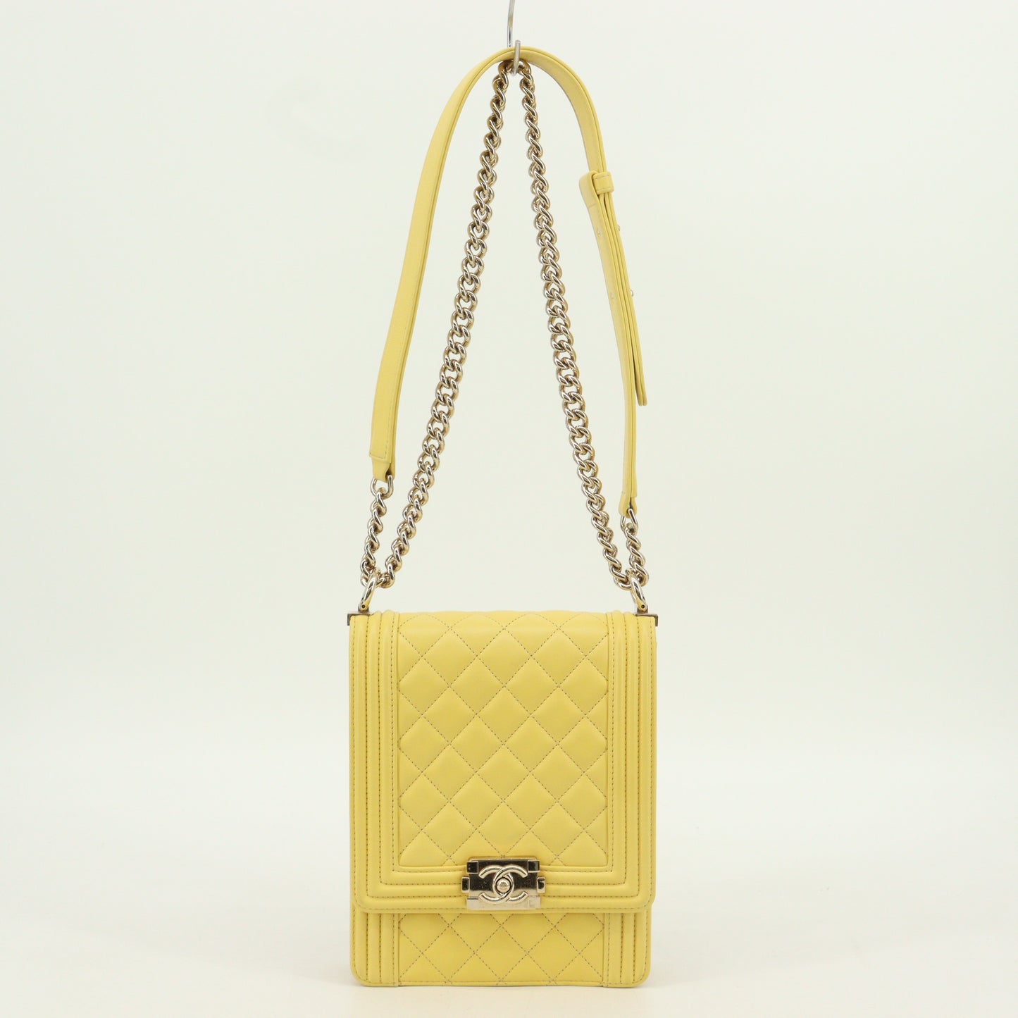 Leather Boy Chanel Chain Shoulder Bag Yellow G Metal Fittings 27th Series