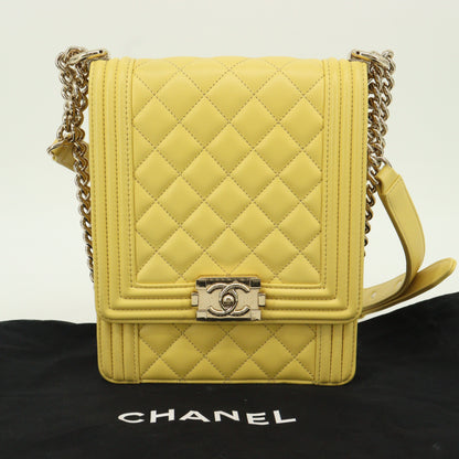 Leather Boy Chanel Chain Shoulder Bag Yellow G Metal Fittings 27th Series