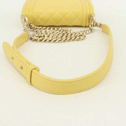 Leather Boy Chanel Chain Shoulder Bag Yellow G Metal Fittings 27th Series