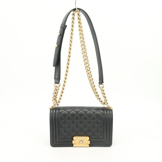 Caviar Skin Boy Chanel Chain Shoulder Bag Black G Metal Fittings 26 Series