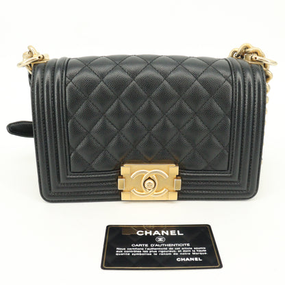 Caviar Skin Boy Chanel Chain Shoulder Bag Black G Metal Fittings 26 Series