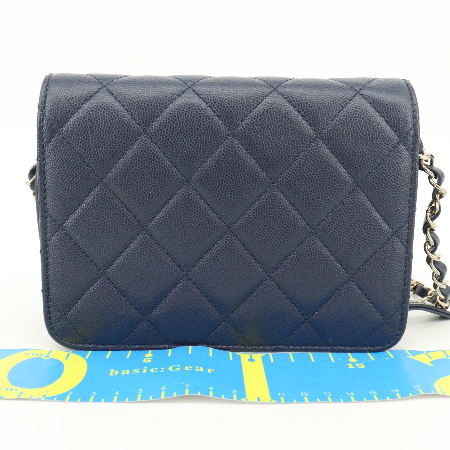 Caviar Skin Matelasse Chain Shoulder Bag Navy G Metal Fittings IC Chip