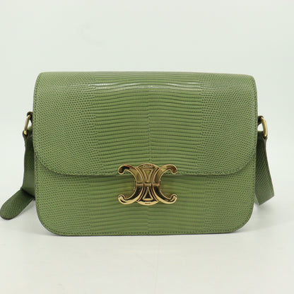 Lizard Triomphe Shoulder Bag Green