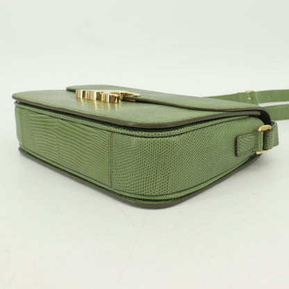 Lizard Triomphe Shoulder Bag Green