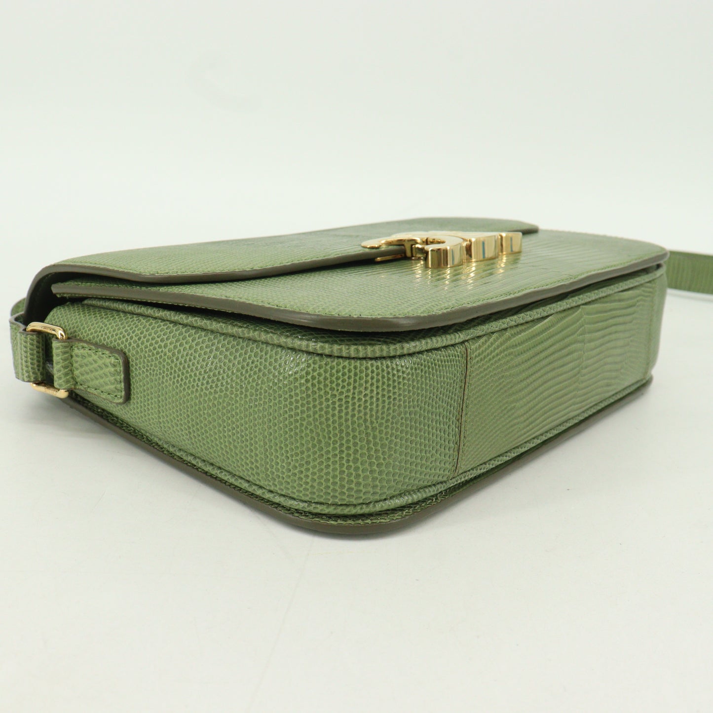 Lizard Triomphe Shoulder Bag Green