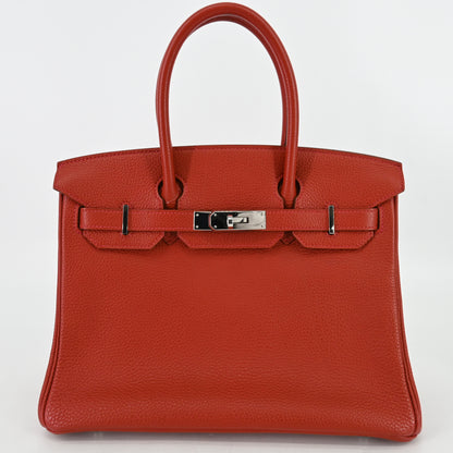 Togo Birkin 30 Red Silver hardware □Q stamp