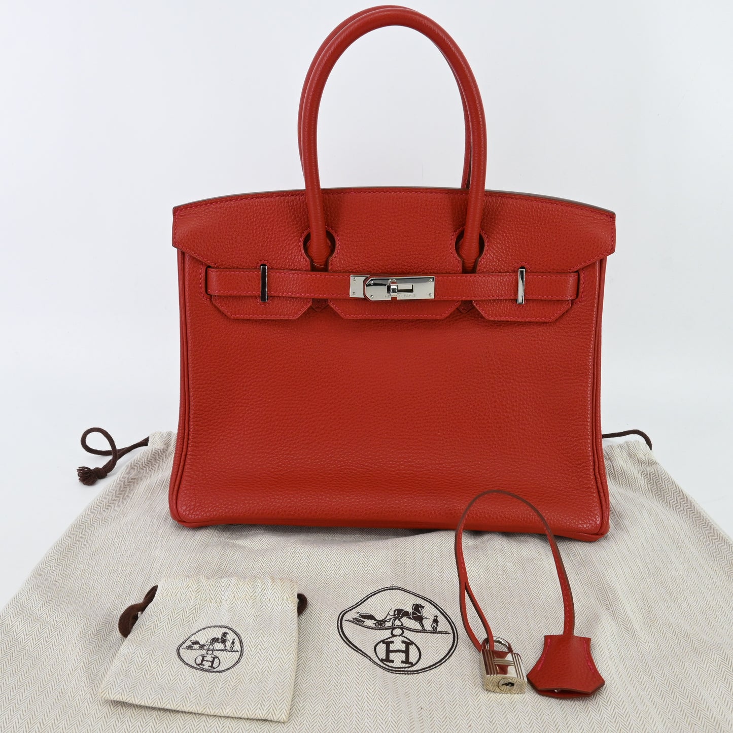 Togo Birkin 30 Red Silver hardware □Q stamp