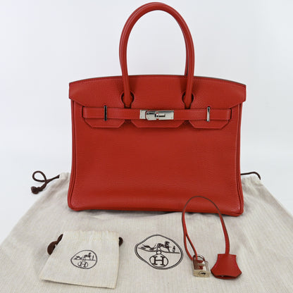 Togo Birkin 30 Red Silver hardware □Q stamp