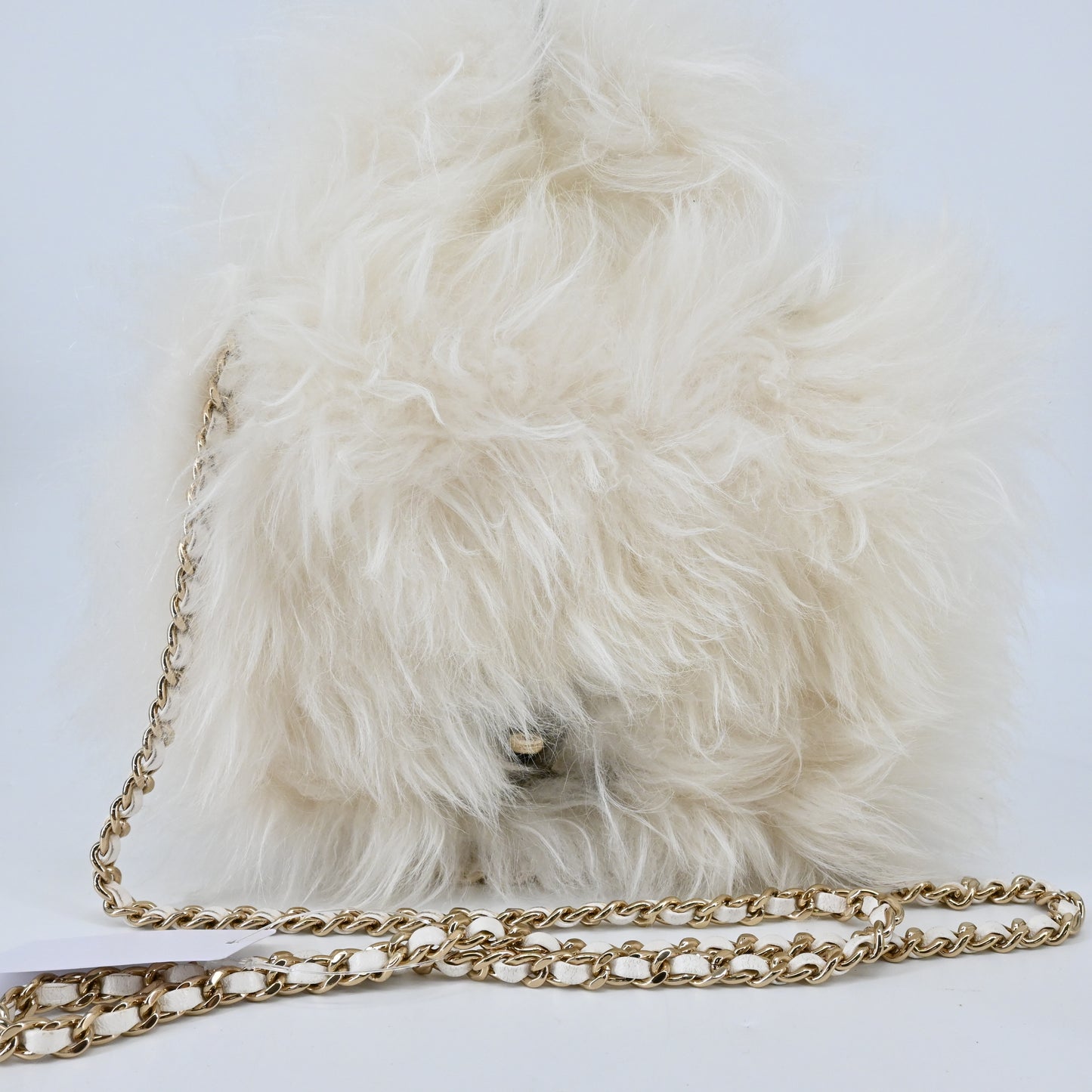 Lambskin x Fur Matelasse S Chain Shoulder Bag White G Metal Fittings 26 Series