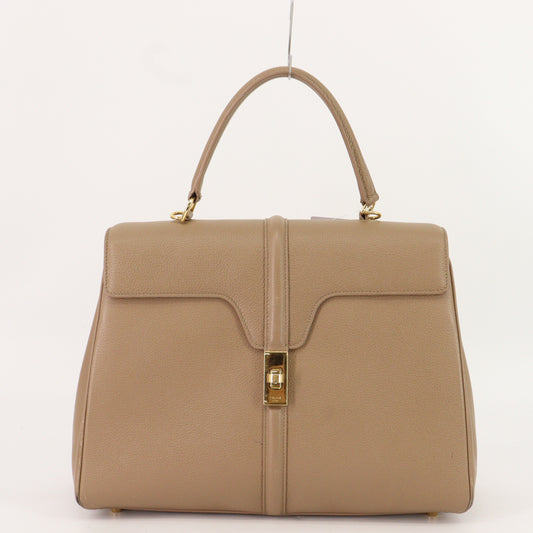 Leather 16 2WAY Handbag Beige