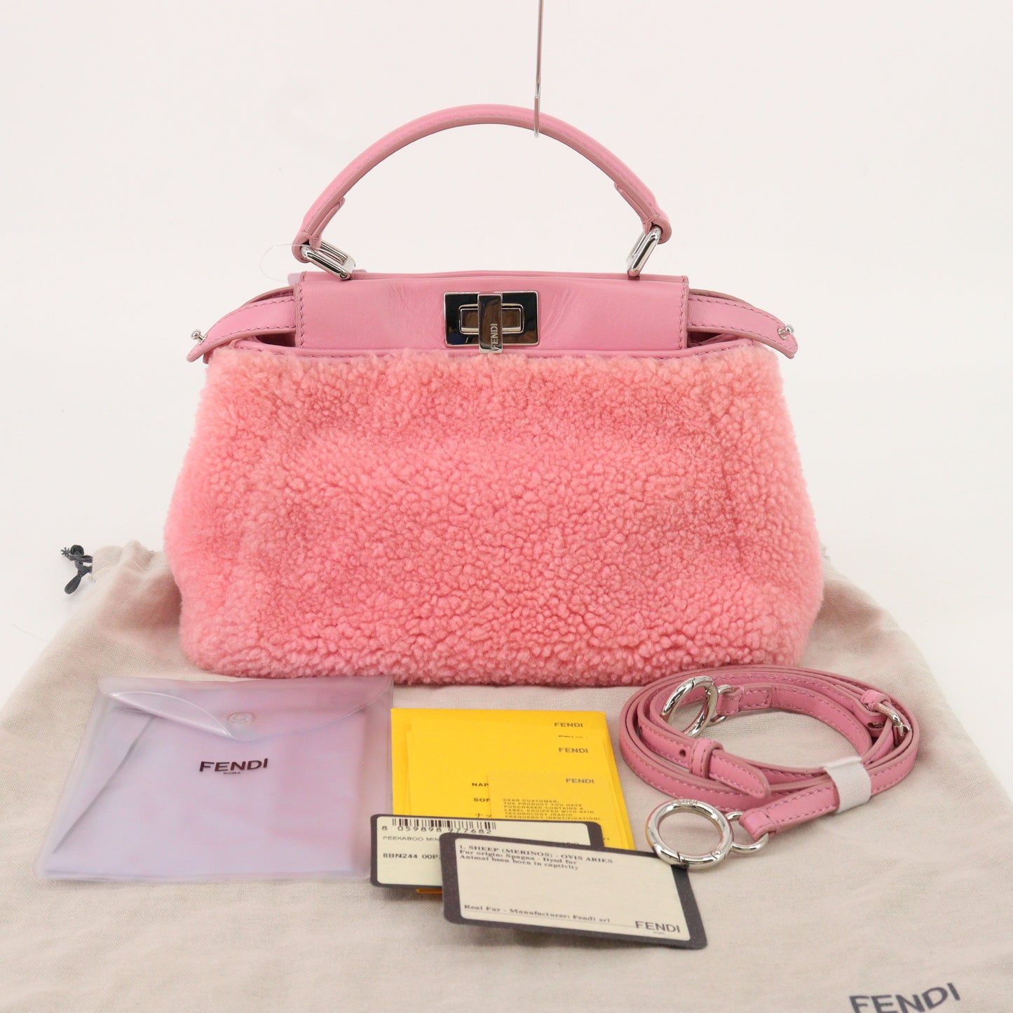 Shearling Leather Mini Peekaboo Pink