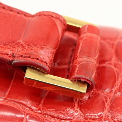 Crocodile V logo shoulder bag red