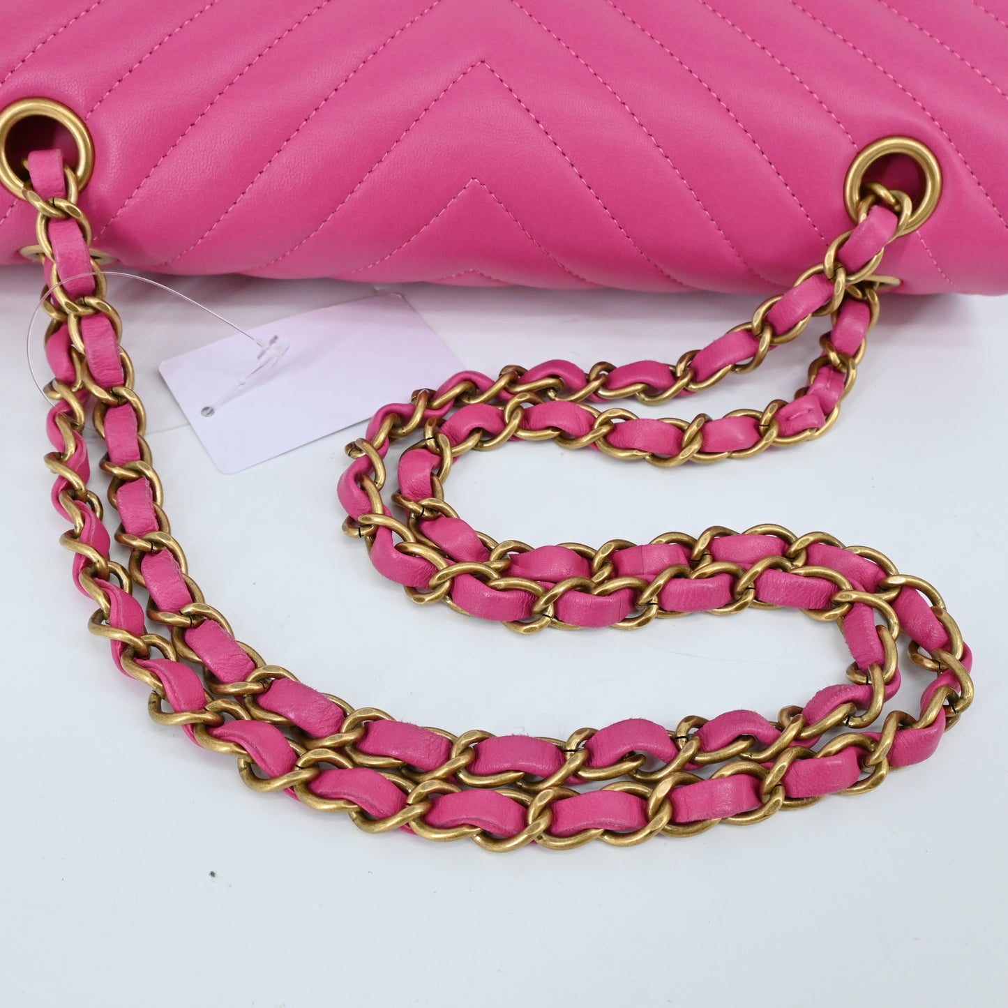 Lambskin V-stitch Matelasse W-flap W-chain shoulder bag Pink G metal fittings 21 series