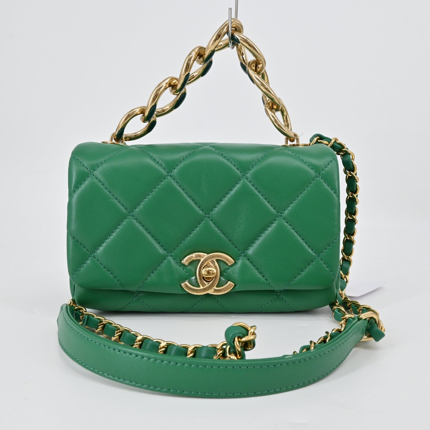 Lambskin Matelasse Chain Shoulder Bag Green G Metal Fittings IC Chip