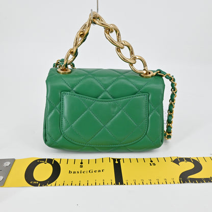 Lambskin Matelasse Chain Shoulder Bag Green G Metal Fittings IC Chip