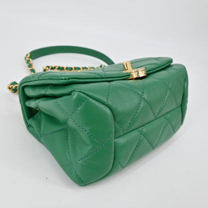 Lambskin Matelasse Chain Shoulder Bag Green G Metal Fittings IC Chip