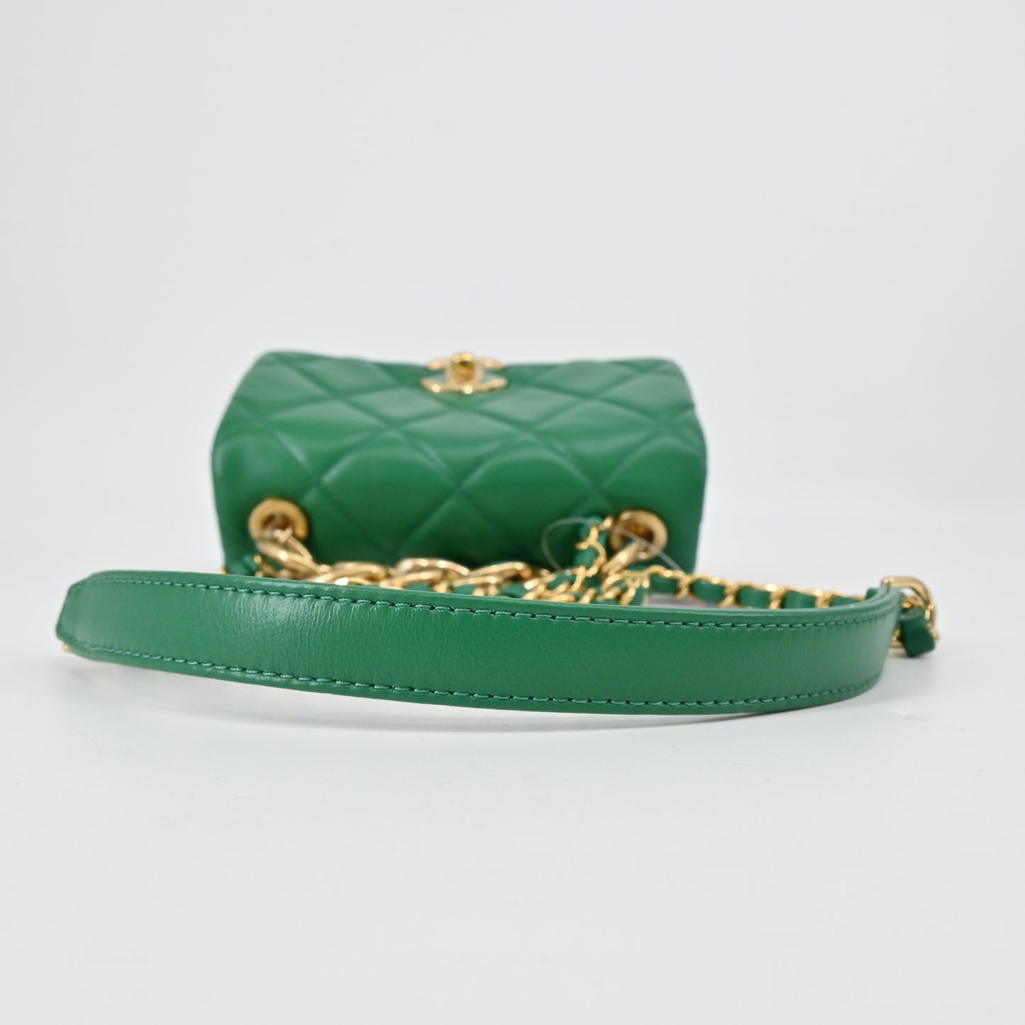 Lambskin Matelasse Chain Shoulder Bag Green G Metal Fittings IC Chip