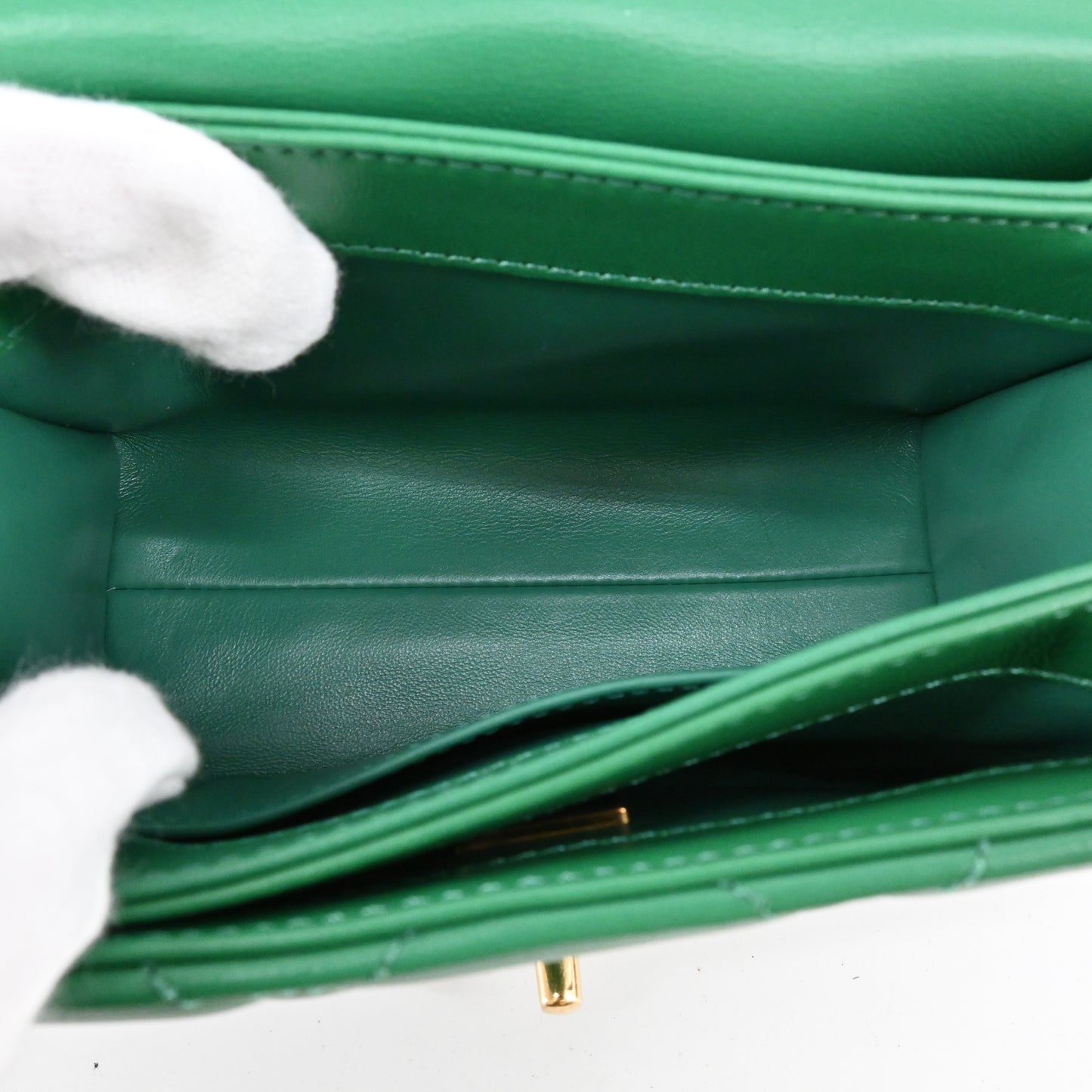 Lambskin Matelasse Chain Shoulder Bag Green G Metal Fittings IC Chip