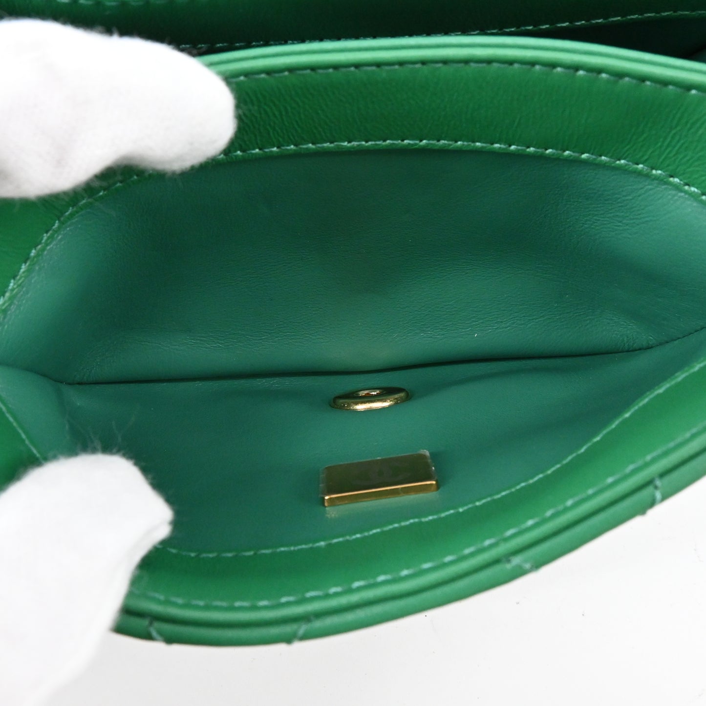 Lambskin Matelasse Chain Shoulder Bag Green G Metal Fittings IC Chip