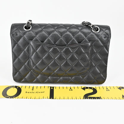 Caviar Skin Matelasse Double Flap Double Chain Shoulder Bag Black G Metal Fittings 24th Series