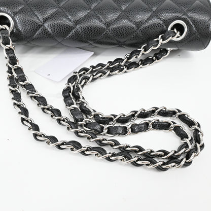 Caviar Skin Matelasse Double Flap Double Chain Shoulder Bag Black G Metal Fittings 24th Series