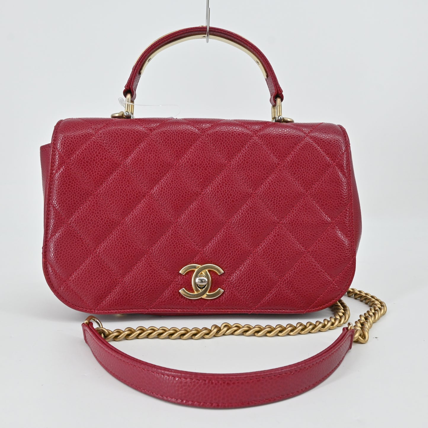 Caviar Skin Matelasse 2WAY Chain Shoulder Bag Red G Metal Fittings 24th Series