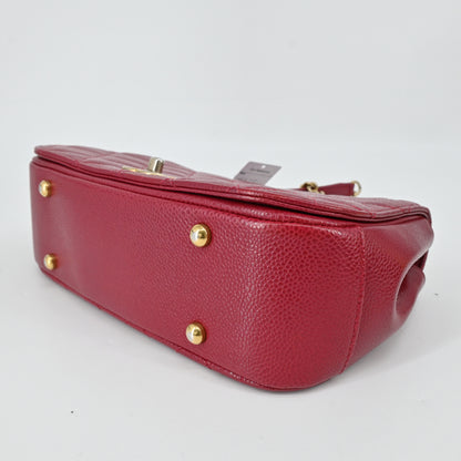 Caviar Skin Matelasse 2WAY Chain Shoulder Bag Red G Metal Fittings 24th Series