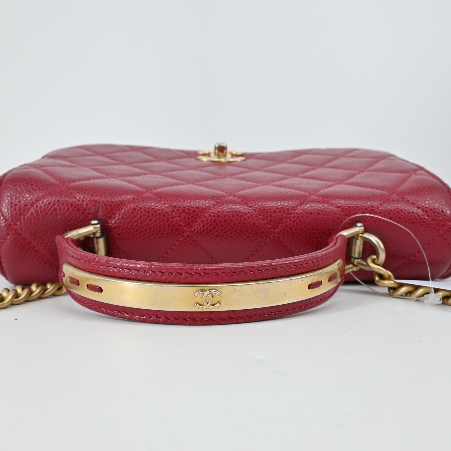 Caviar Skin Matelasse 2WAY Chain Shoulder Bag Red G Metal Fittings 24th Series