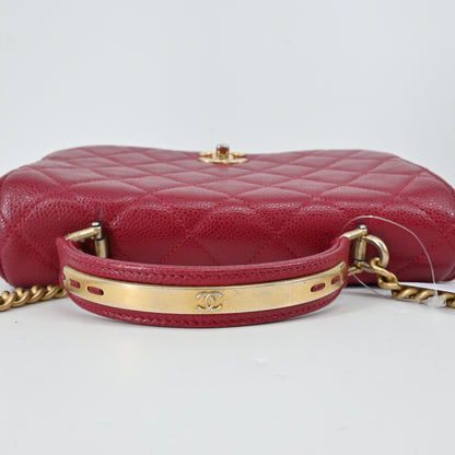 Caviar Skin Matelasse 2WAY Chain Shoulder Bag Red G Metal Fittings 24th Series