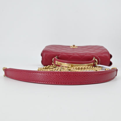 Caviar Skin Matelasse 2WAY Chain Shoulder Bag Red G Metal Fittings 24th Series