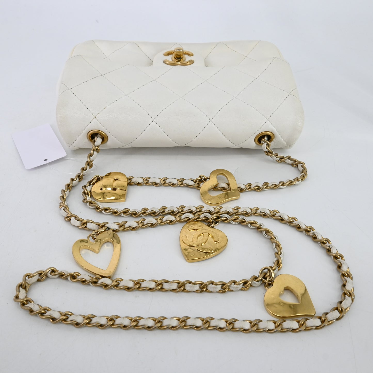 Lambskin Matelasse S Flap S Chain Shoulder Bag White G Metal Fittings IC Chip