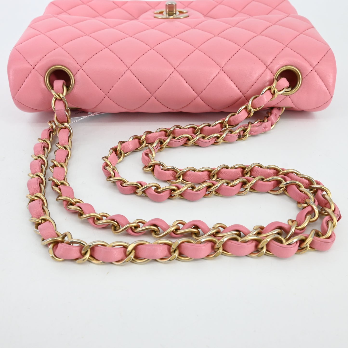 Lambskin Matelasse W flap W chain shoulder bag Pink G metal fittings 27 series