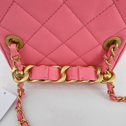 Pink lambskin matelassé vanity chain shoulder bag with G hardware and IC chip