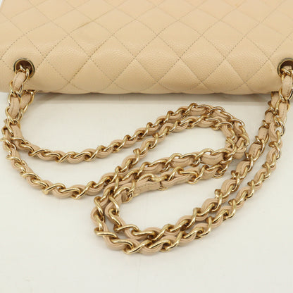 Deca Matelasse Beige Caviar Skin Shoulder Bag G Hardware 15 Series