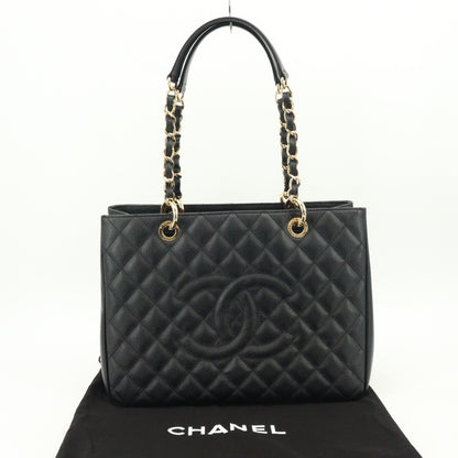 Caviar skin tote, black, G hardware, 17th series