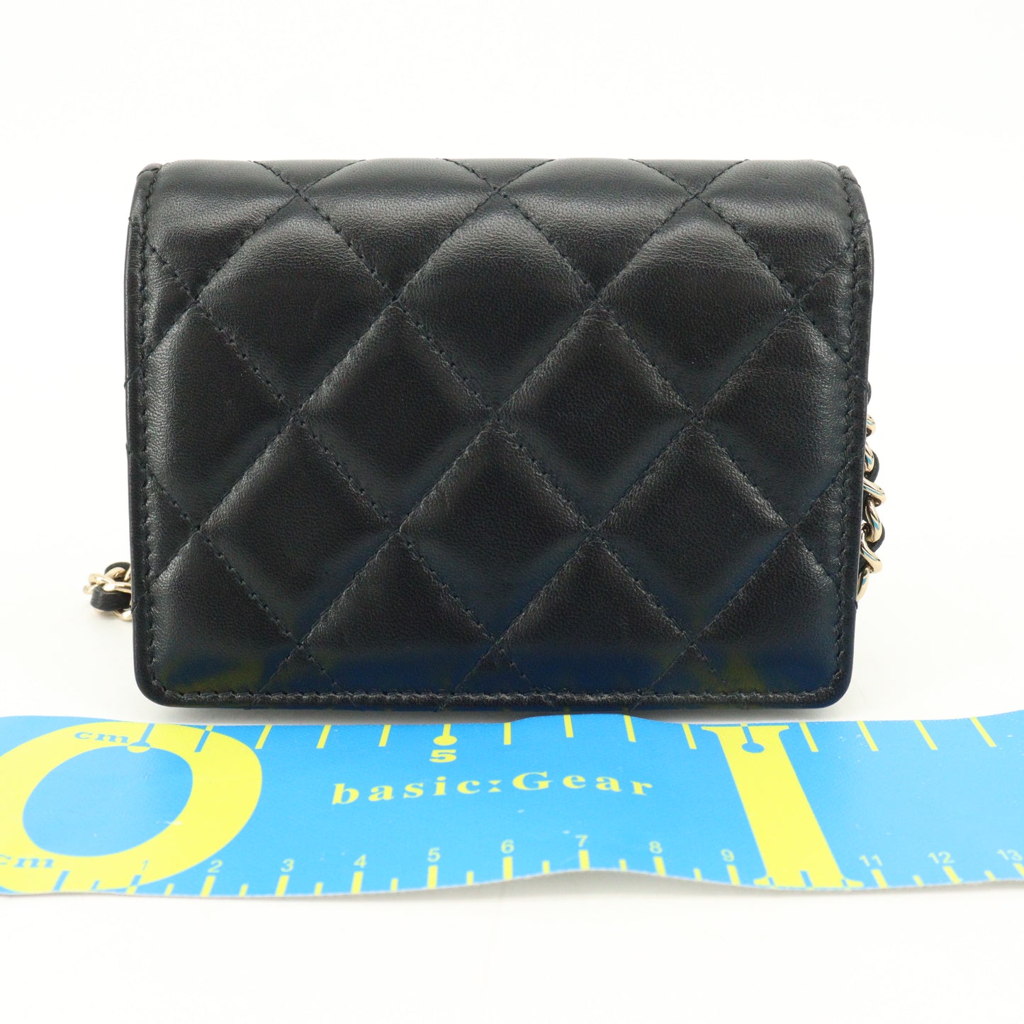 Lamb Matelasse Mini Chain Wallet Black G Metal Fittings 31 Series