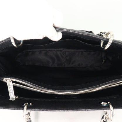 Caviar skin tote bag, black, silver hardware, 19th series